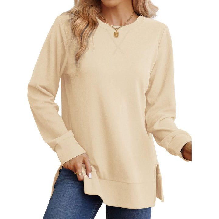 Damen Bequemer Langarm-Sweater mit Seitenschlitzen Drune