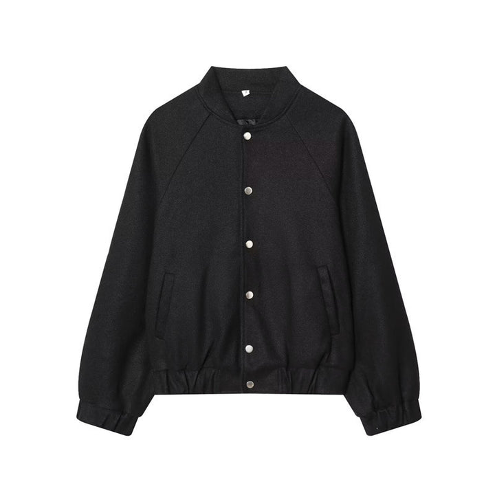 Damen Cropped Blousonjacke im Bomberstil mit Stehkragen, Druckknopfleiste und taillierendem Gummizug Drune