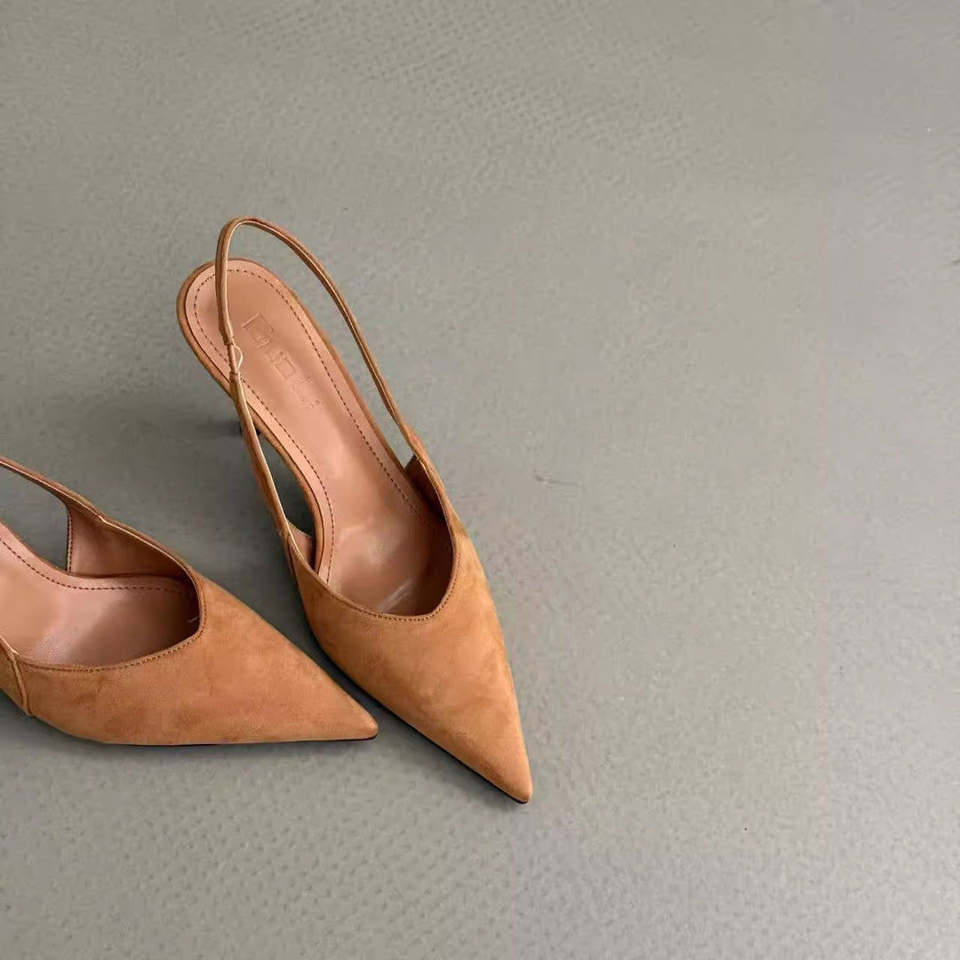 Damen Slingback-Pumps aus Wildleder mit eleganter Spitzform Drune