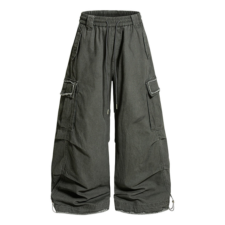 Damen Weite Cargo-Hose mit elastischem Bund, Cargo-Taschen und verstellbarem Saum Drune