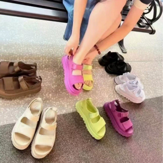 Damen Sportliche Sandalen mit verstellbaren Klettverschlüssen und rutschfester Profilsohle Drune