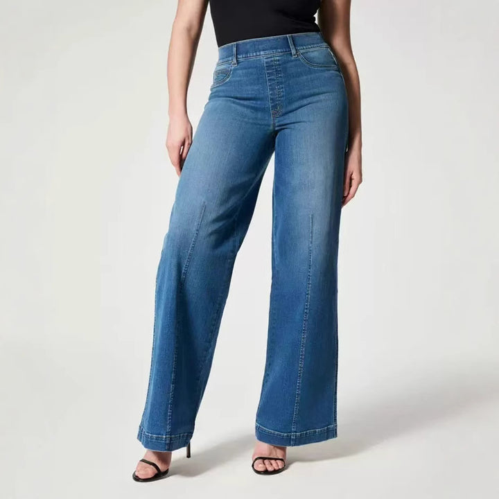 Damen Hochtaillierte Weitgeschnittene Jeanshose mit geradem Bein Drune