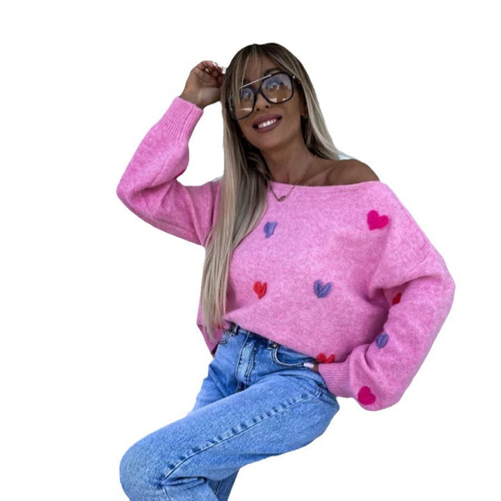 Damen Pullover mit verspielten Herzen und lässigem Schnitt Drune
