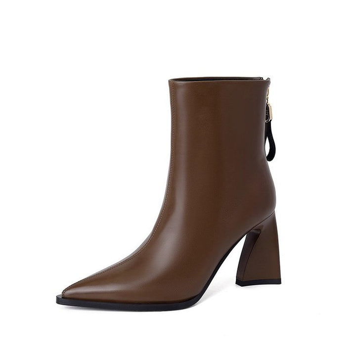 Damen Elegante Stiefeletten mit Hohem Blockabsatz Drune