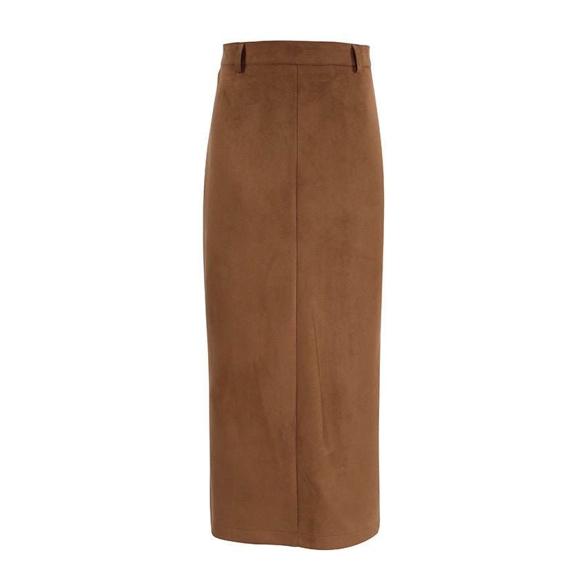Damen Maxirock aus hochwertigem Wildlederimitat mit elegantem Design Drune