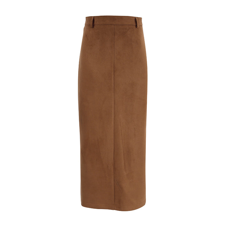 Damen Maxirock aus hochwertigem Wildlederimitat mit elegantem Design Drune