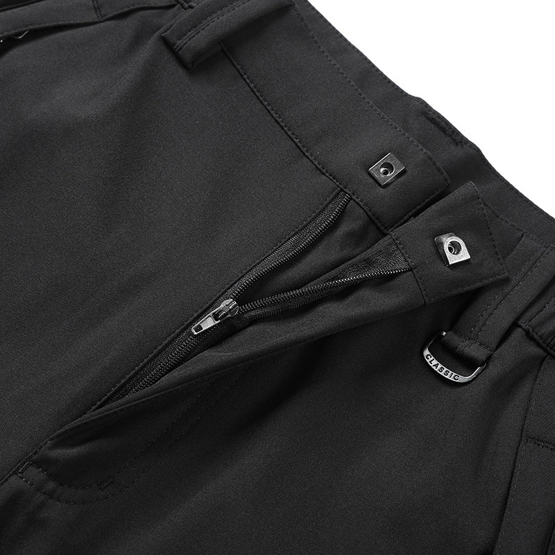 Herren Softshell-Hose für Outdoor mit vorgeformten Knien, integriertem Gürtel und Reißverschlusstaschen Drune