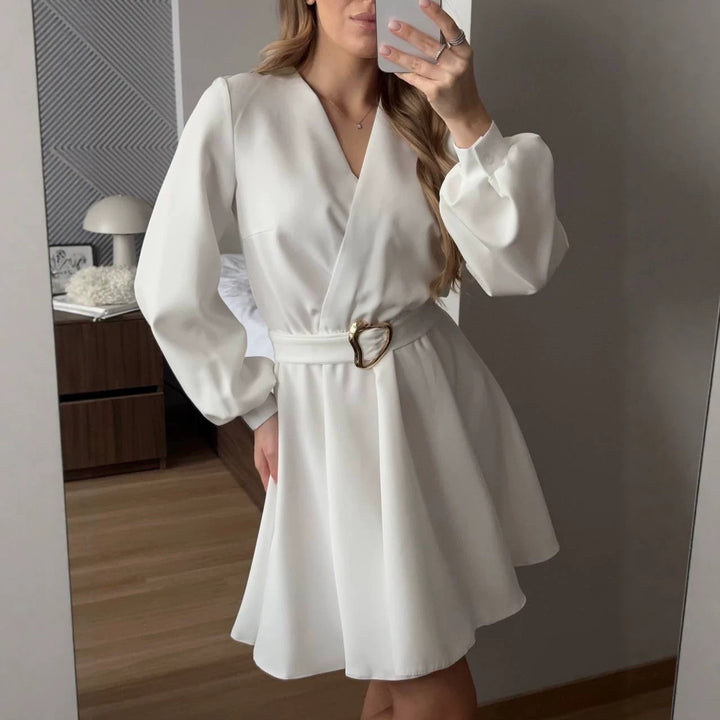 Damen Wickelkleid mit tailliertem Herzgürtel und voluminösem Swing-Rock Drune