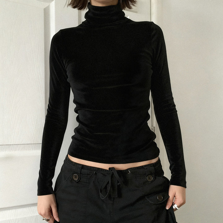 Damen Figurnahes Langarm-Rollkragen-Shirt aus Stretch-Jersey Drune