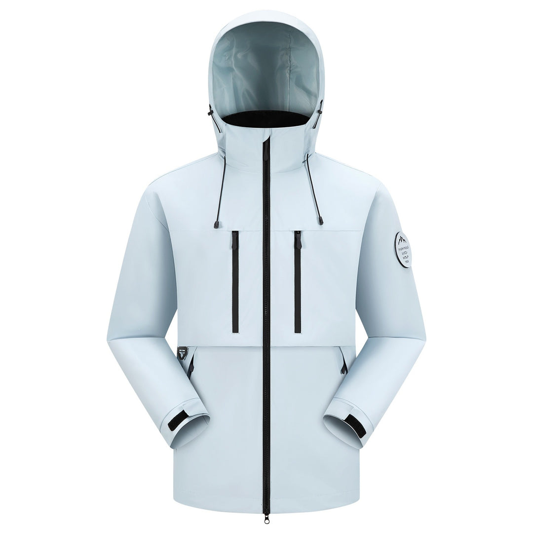 Herren Wasserdichte atmungsaktive Softshell Outdoorjacke mit verstellbarer Kapuze Drune