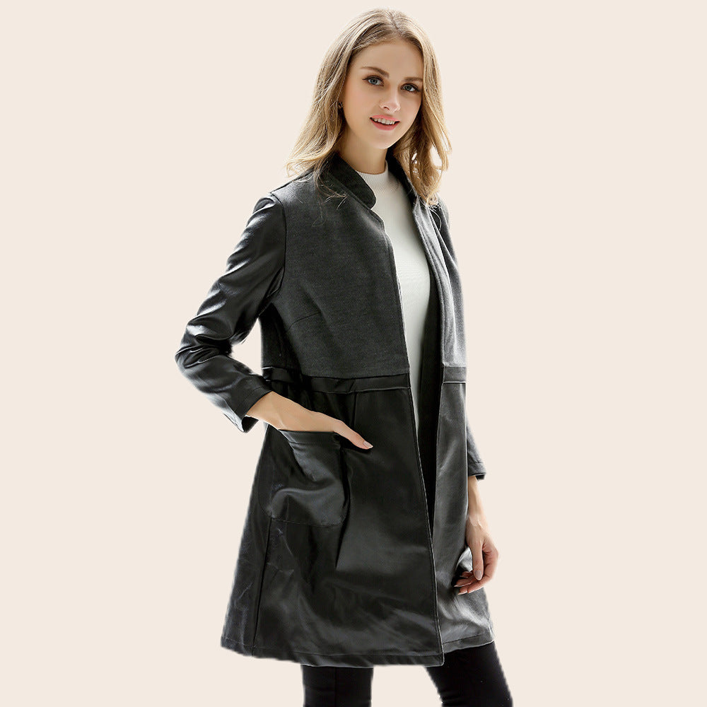 Damen Elegante und leicht taillierte Kunstlederjacke Drune