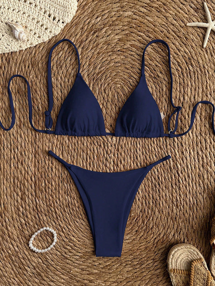 Damen trendiger Bikini mit Triangle-Oberteil und minimalistischem Unterteil Drune