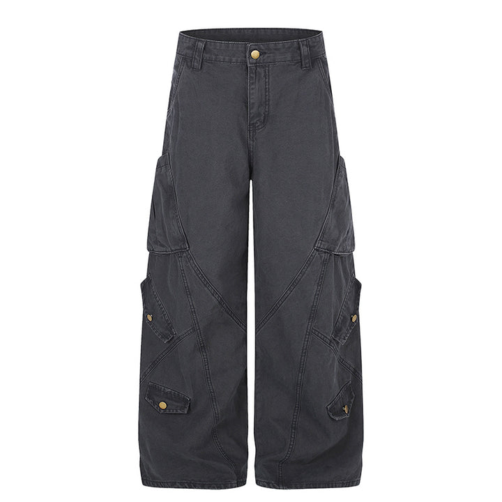 Damen Weite High‑Waist Cargo‑Culottehose mit Multi‑Taschen Drune