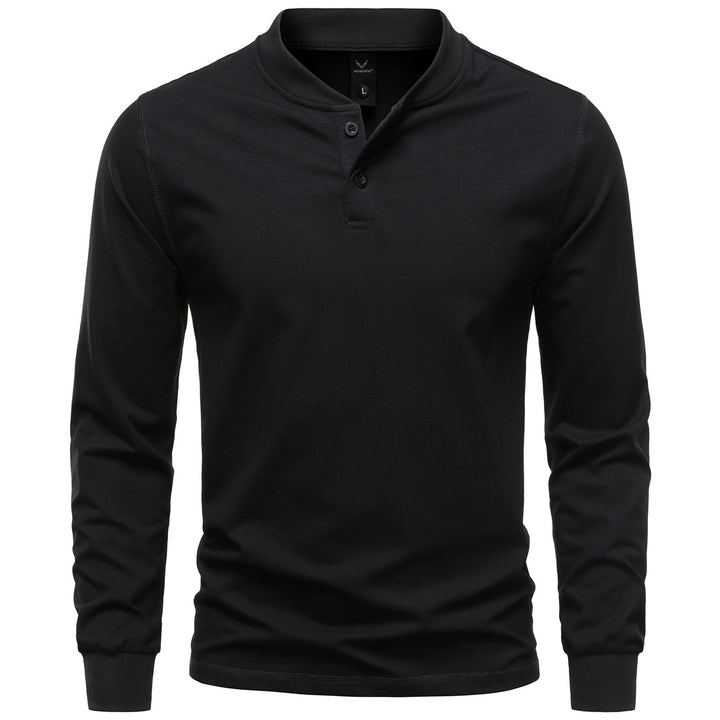 Herren Langarm-Henleyshirt mit Stehkragen und zweifacher Knopfleiste, Slim Fit, Baumwoll-Mix Drune