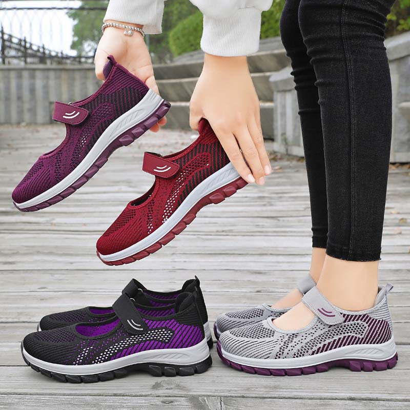 Damen Sportliche Slip-On Sneaker mit verstellbarem Riemen und atmungsaktiver Obermaterialstruktur Drune
