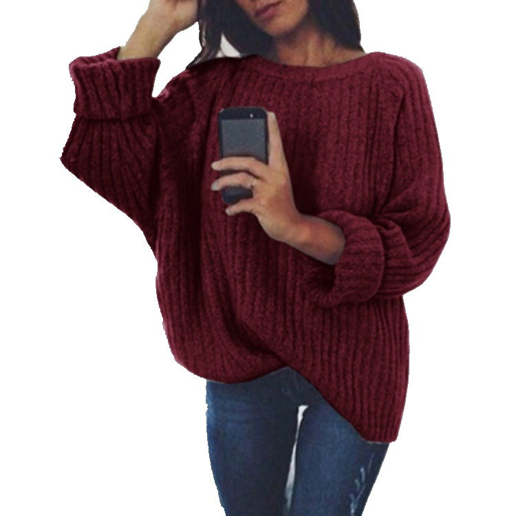 Damen Grobstrickpullover mit weitem Schnitt und lässigen Ärmeln Drune
