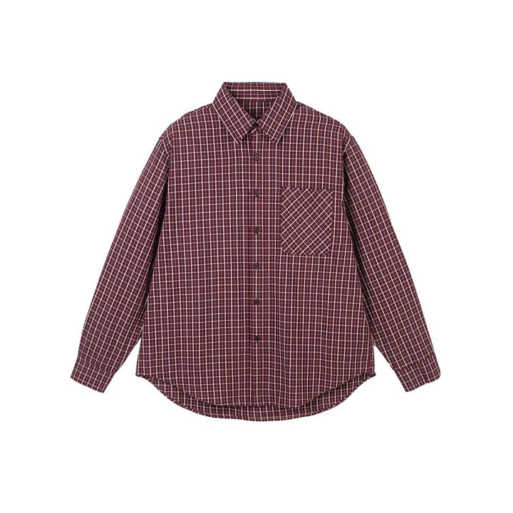 Herren Oversize Karo‑Hemd mit gerundetem Saum und diagonalem Brusttaschen‑Detail Drune