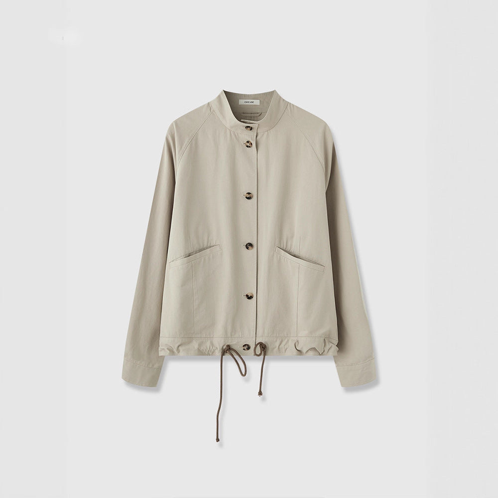 Damen Übergangsjacke mit Kapuze und verstellbarem Bund Drune