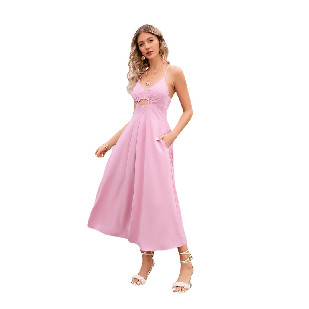 Damen Midikleid mit trendy Ausschnitt und praktischen Taschen Drune
