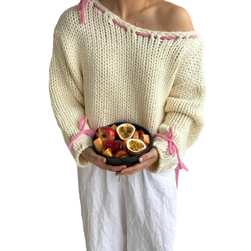 Damen Grobstrickpullover mit lässigem Off-Shoulder-Design Drune