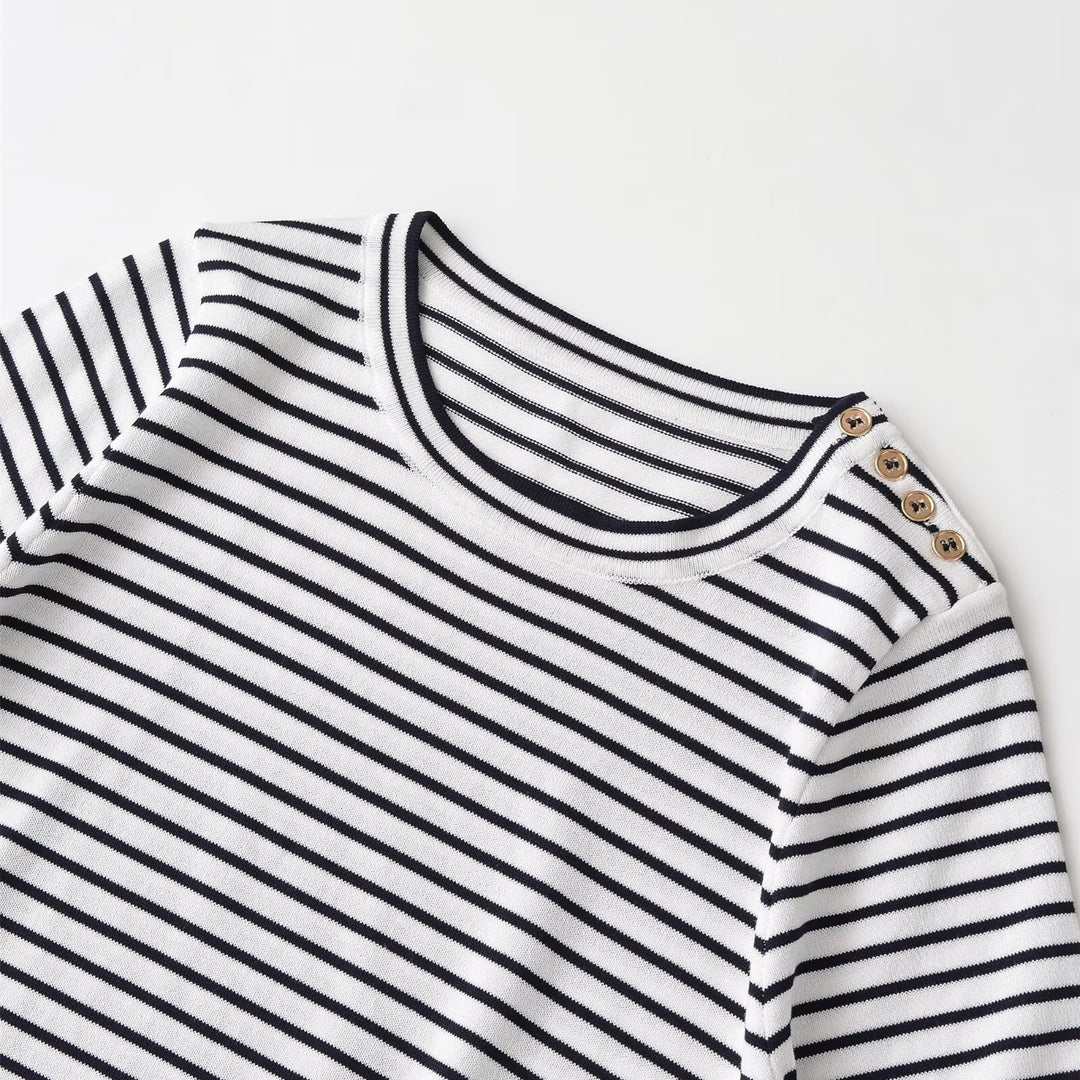 Damen gestreiftes T-Shirt mit kurzen Ärmeln Drune