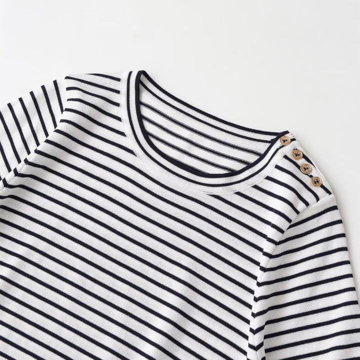 Damen gestreiftes T-Shirt mit kurzen Ärmeln Drune