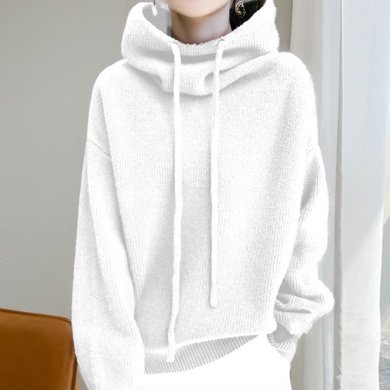 Damen Kuscheliger Rollkragen‑Hoodie aus Feinstrick mit Kordelzug und gerippten Bündchen Drune