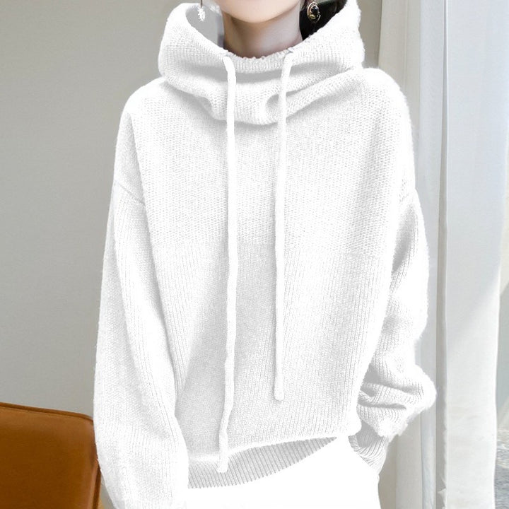 Damen Kuscheliger Rollkragen‑Hoodie aus Feinstrick mit Kordelzug und gerippten Bündchen Drune