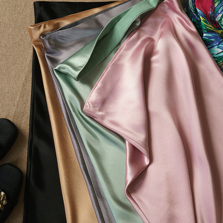 Damen Taillenhoher Midirock aus Satin-Bias mit seidig-glänzendem Fall Drune