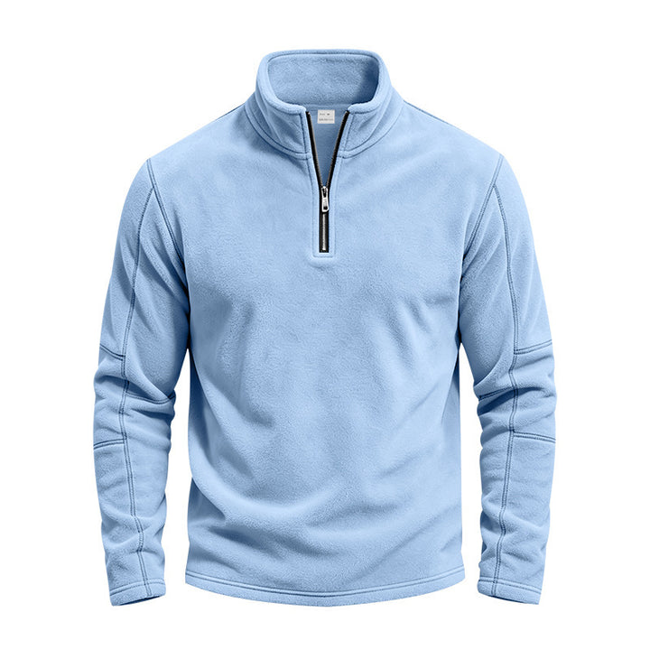 Herren Fleece-Pullover mit kurzem Reißverschluss und Stehkragen Drune