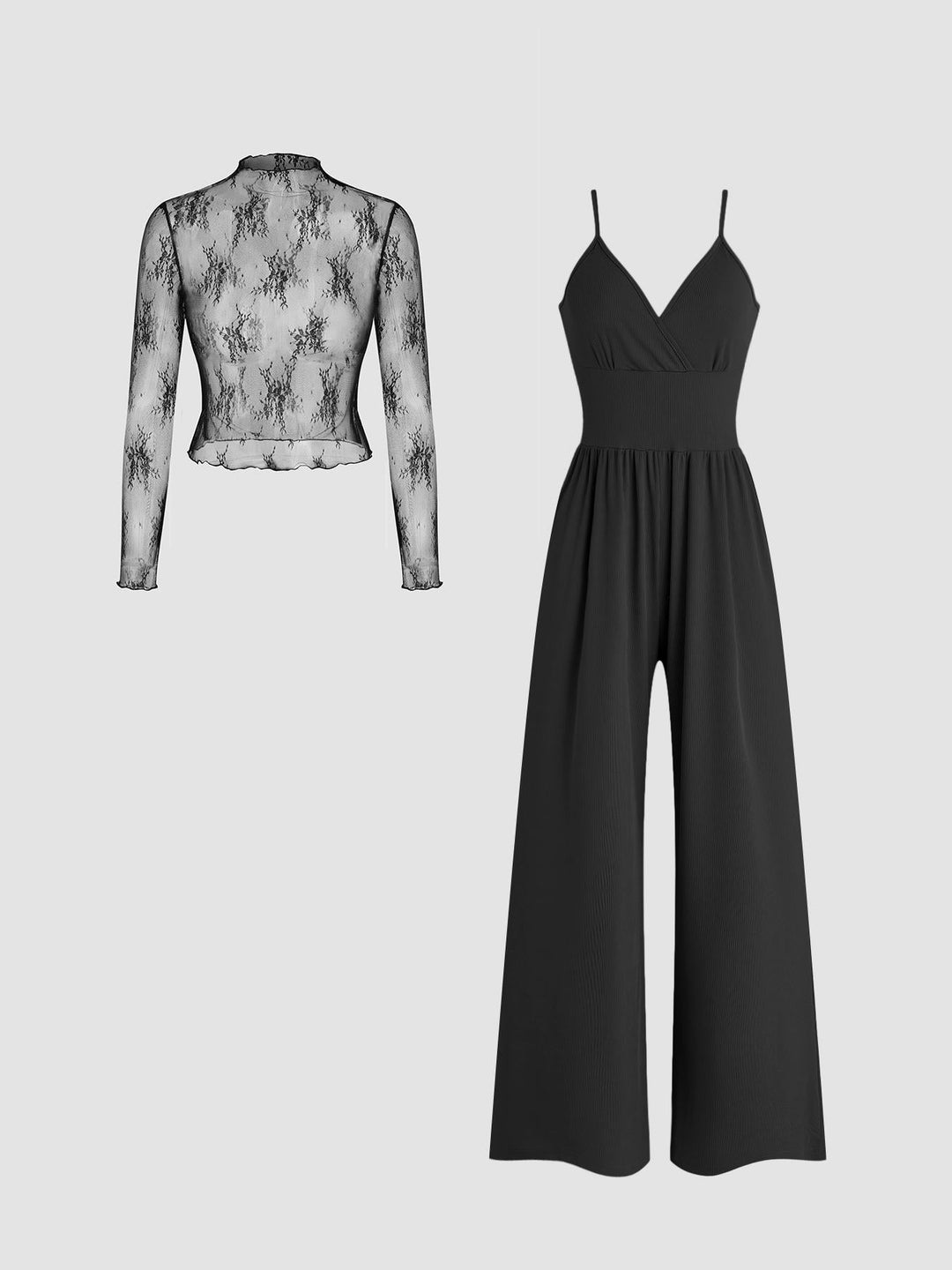 Damen elegantes und figurbetontes Jumpsuit-Set Drune