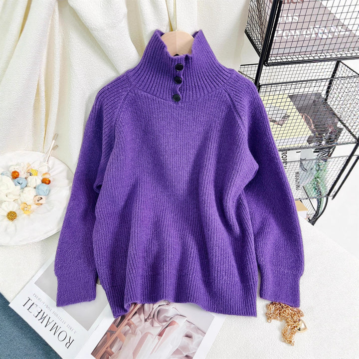 Damen warmer Rollkragenpullover aus weichem Strickmaterial Drune