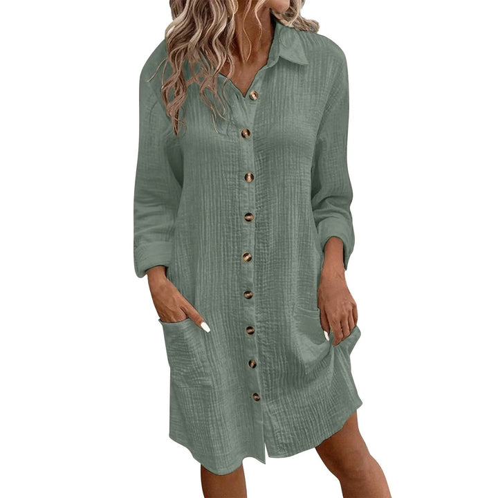 Damen Hemdkleid mit Knopfdetail und praktischen Taschen Drune
