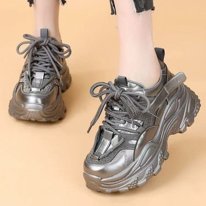 Damen Sportliche Chunky Sneakers mit Glitzer-Elementen und verstärktem Profil Drune