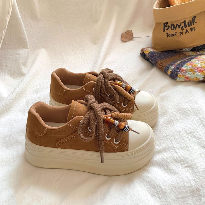 Damen Chunky Plateau-Sneaker mit dekorativen Schnürdetails Drune