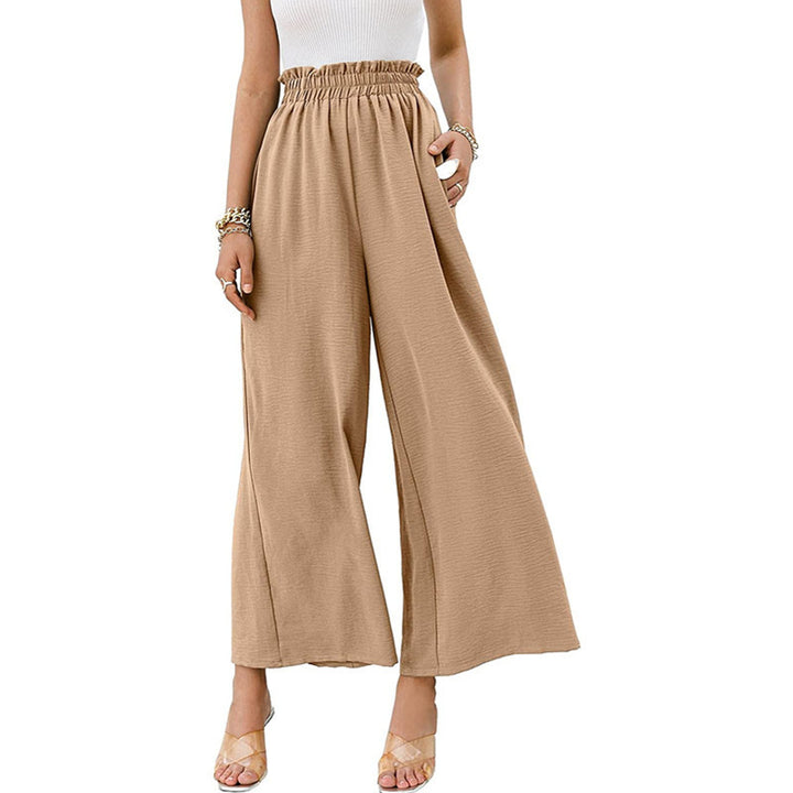 Damen Weite Palazzo-Hose mit elastischem Bund Drune