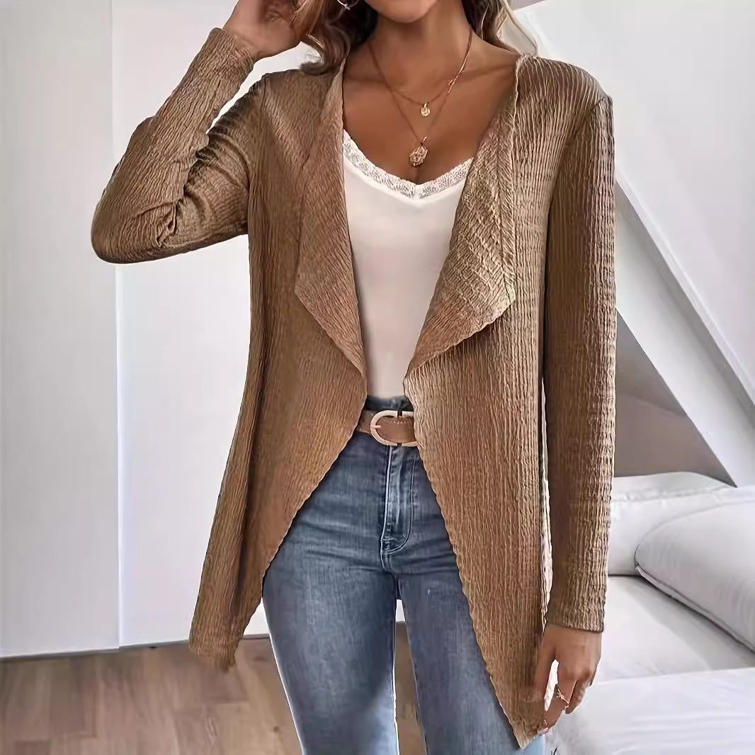 Damen Wasserfall-Blazer aus Crinkle-Struktur, leicht und offen Drune