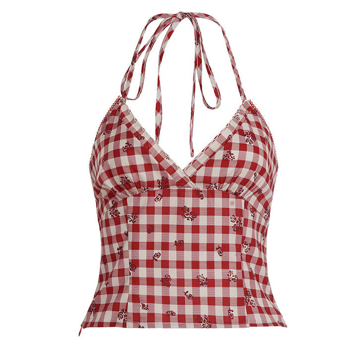 Damen Sommerliches Karo Top Drune
