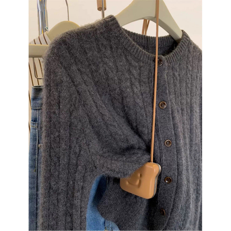 Damen Strickjacke mit Zopfmuster Drune
