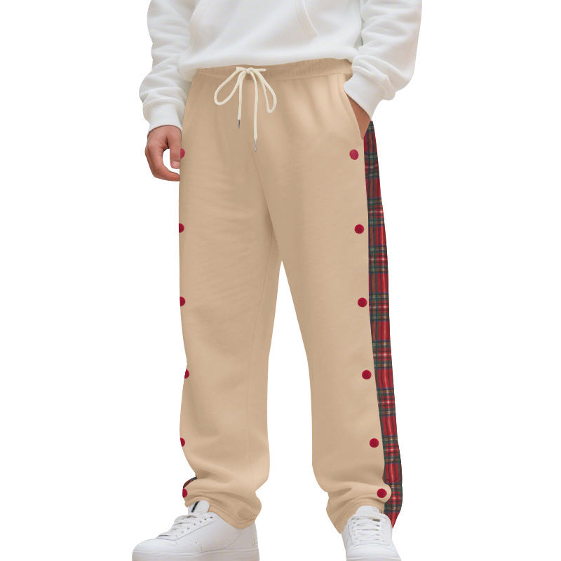 Herren nan Sweatpants mit seitlichem Karostreifen, Druckknopfleiste und Kordelzug Drune