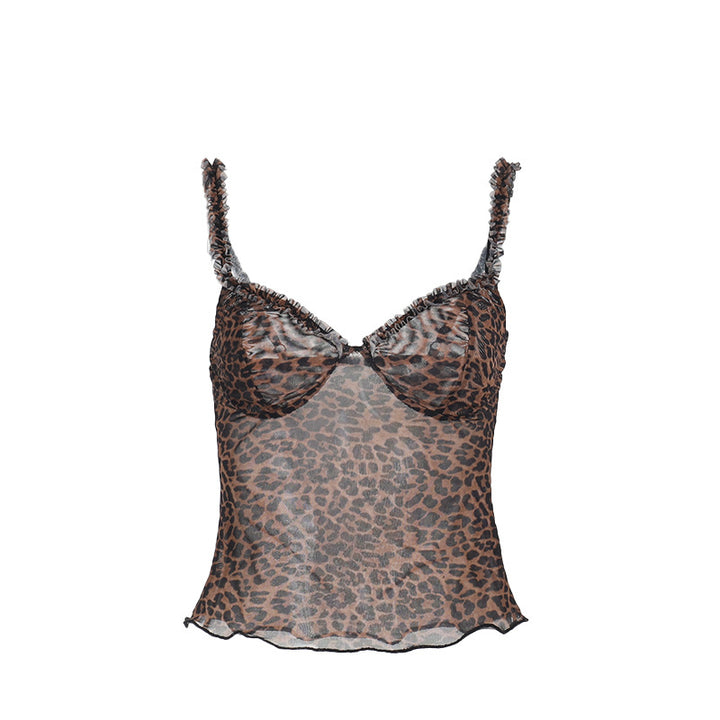 Damen Transparentes Spagetti-Top mit Rüschendetails Drune