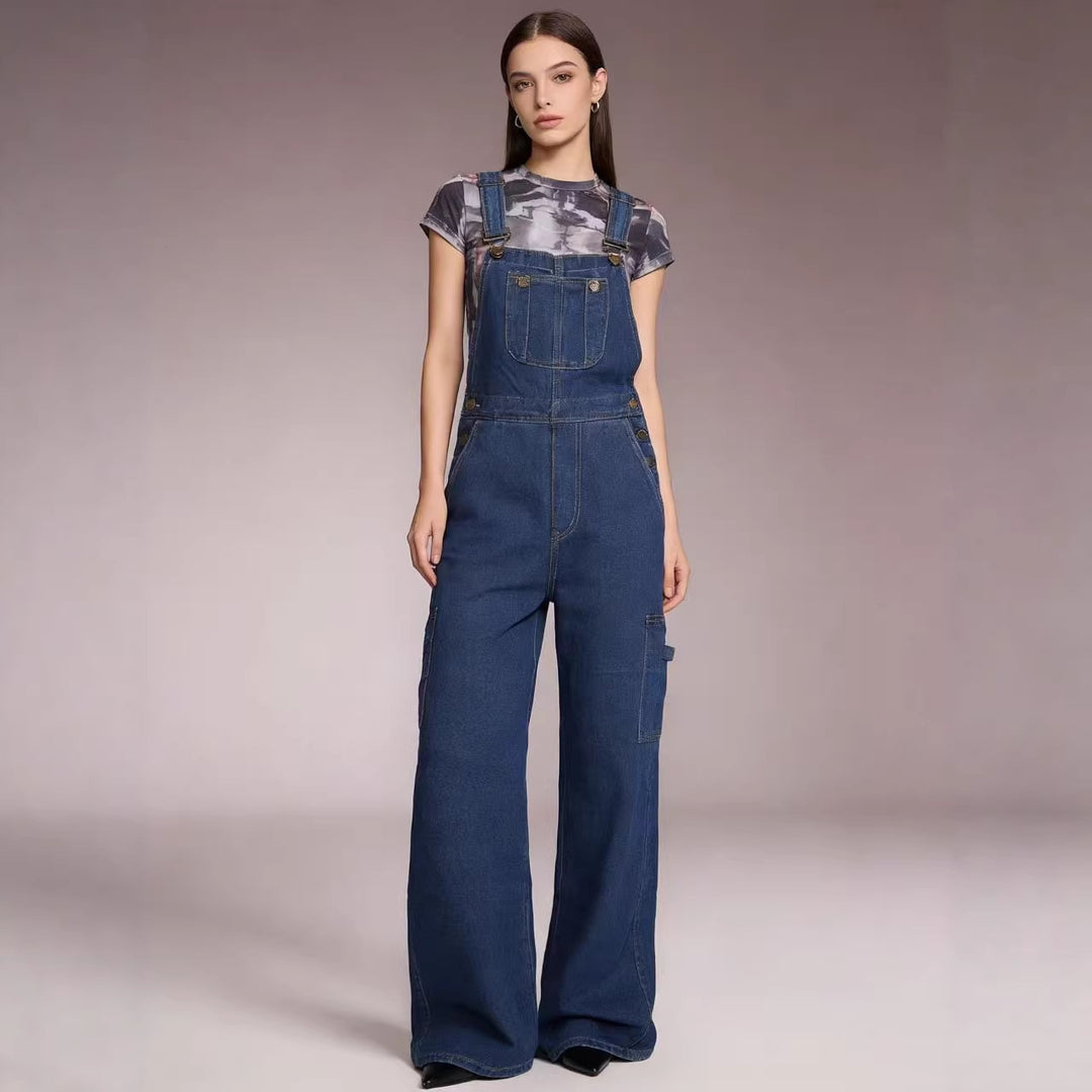 Damen Latzhose im lässigen oversized Schnitt mit funktionalen Seitentaschen Drune