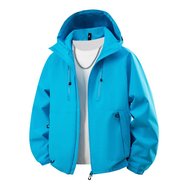 Herren matte Softshell-Kapuzenjacke mit verschweißten Nähten, Zweiwege-Reißverschluss und verstellbarem Kordelsaum Drune