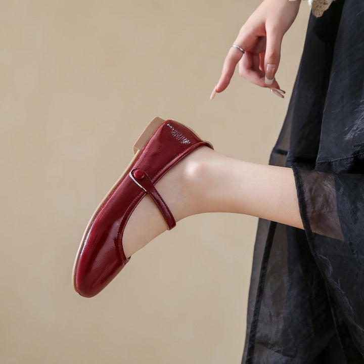 Damen Ballerina-Schuhe mit elegantem Riemen und schimmerndem Obermaterial Drune