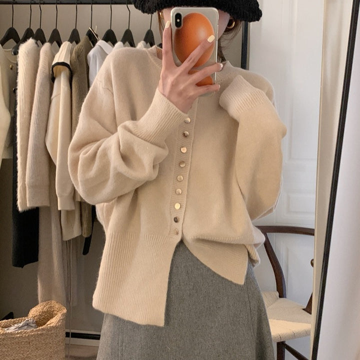 Damen modische Strickjacke mit Knopfdetails und lässigem Schnitt Drune