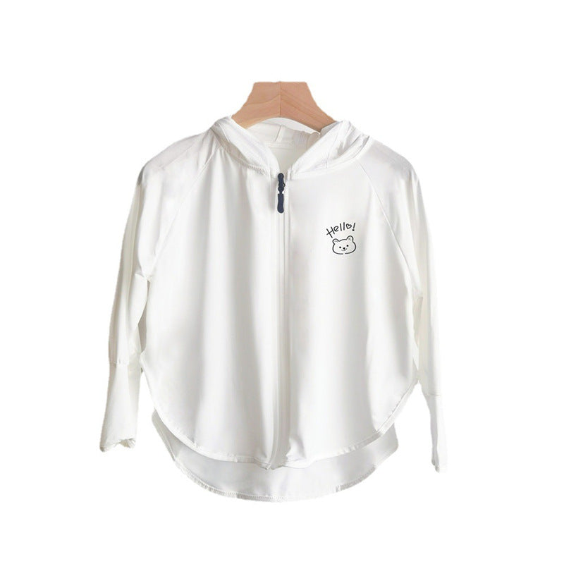 Damen leichte Sportjacke mit Kapuze und dezentem Motiv Drune