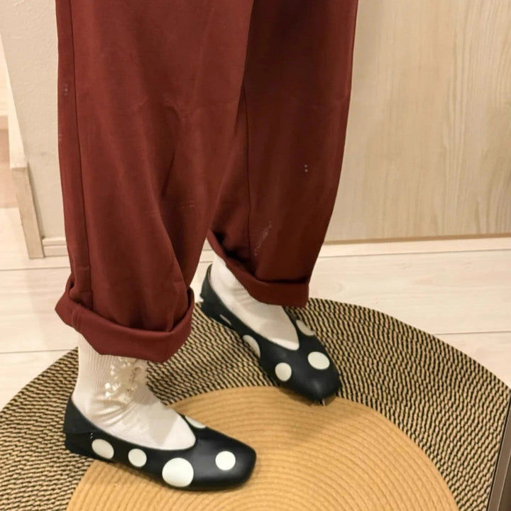 Damen Ballerinas mit modischem Punktedesign und flexibler Sohle Drune