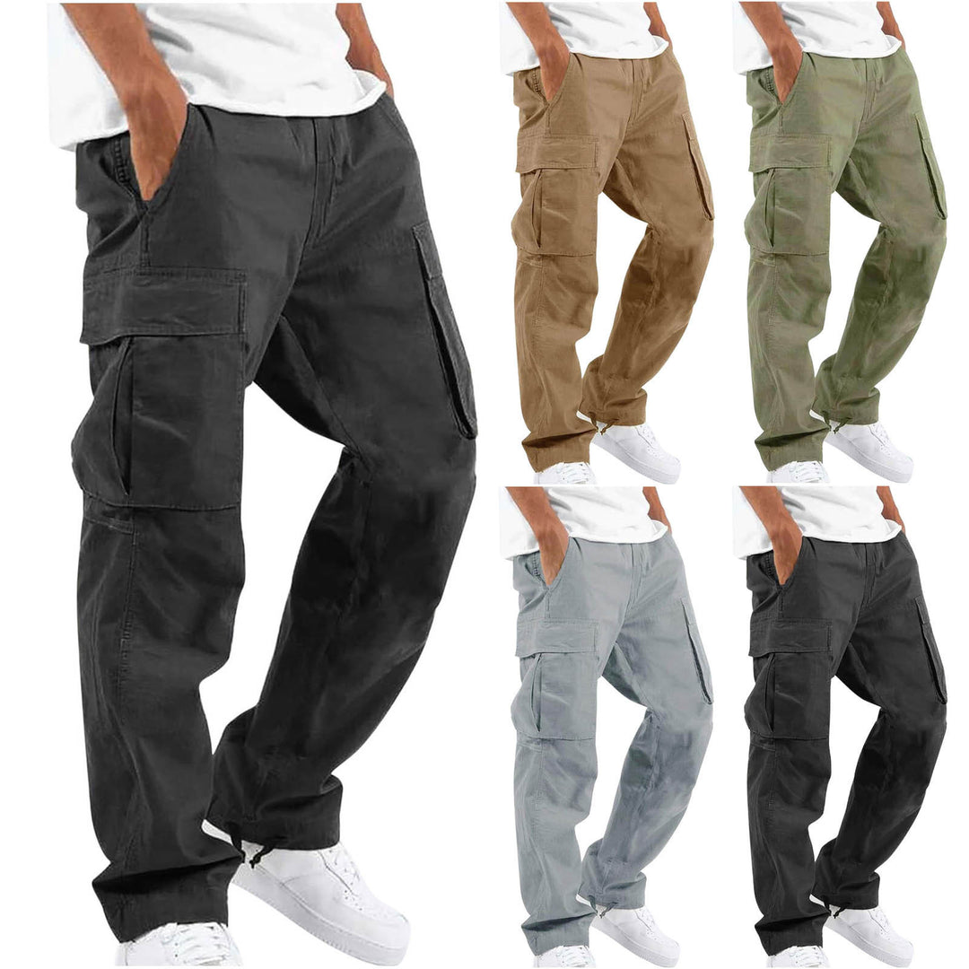 Herren nan lockere Cargo-Hose mit großzügigen Klappentaschen, elastischem Bund und Kordelzug Drune