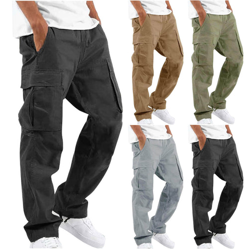 Herren nan lockere Cargo-Hose mit großzügigen Klappentaschen, elastischem Bund und Kordelzug Drune