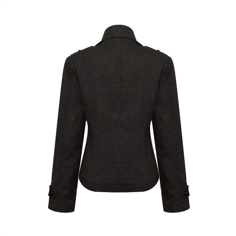 Damen Kurze Doppelreihige Cabanjacke mit Stehkragen und Taillierung Drune